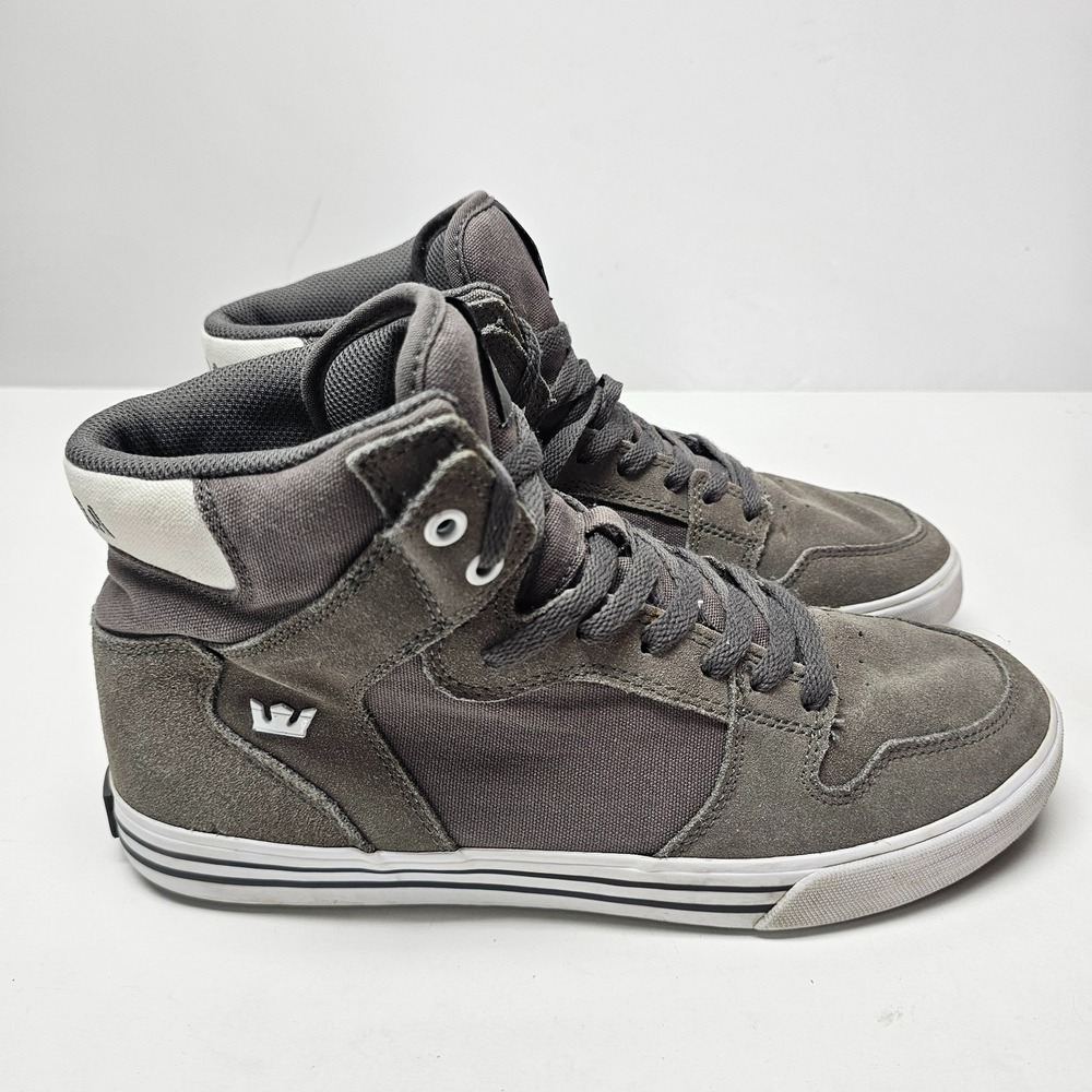 Supra Vaider High Top Shoes Men's 11 Gray Gum Sole Skate Sneakers 08044-087-M